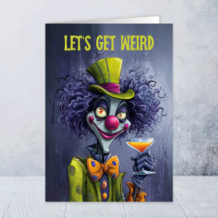 Weird Circus Clown Birthday Greeting Card