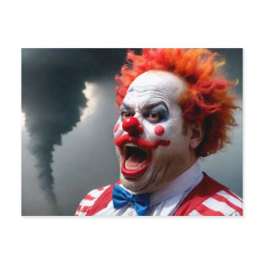 Weird Clown and Tornado Postcard