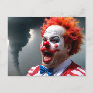 Weird Clown and Tornado Postcard