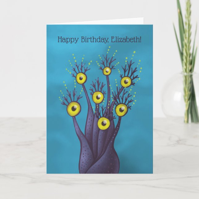 Weird Cool Tree Monster Name Birthday Card (Front)