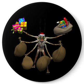 Weird Creeper Santa Claus With Full Hands Button