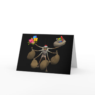 Weird Creeper Santa Claus With Full Hands Holiday Card
