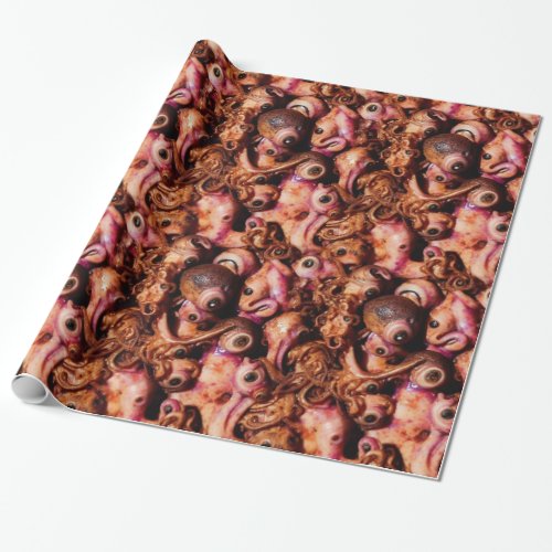 Weird Creepy Abstract Alien Meat and Eyeballs Wrapping Paper
