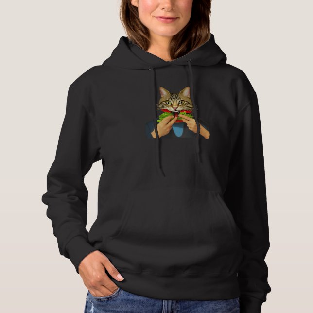 Weird & Creepy Cat With Human Hands Burger Cat  Id Hoodie (Front)