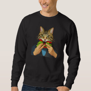 Weird & Creepy Cat With Human Hands Burger Cat  Id Sweatshirt
