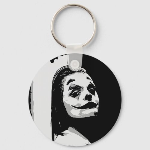 Weird creepy clown smiling keychain
