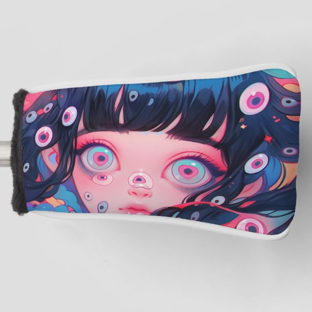 Weird Creepy Cute Anime Girl Golf Head Cover (Front)
