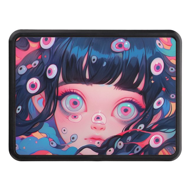 Weird Creepy Cute Anime Girl Hitch Cover (Front)