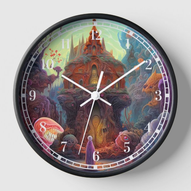 Weird Creepy House Surreal Art Clock (Front)