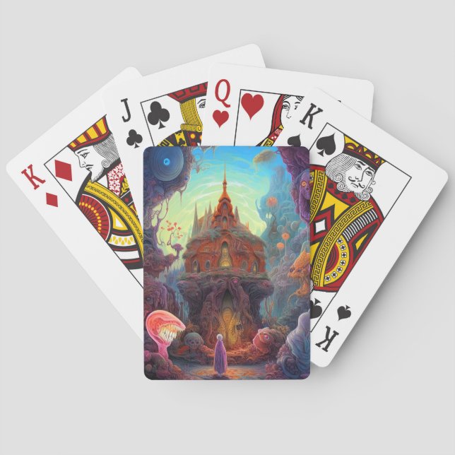 Weird Creepy House Surreal Art Poker Cards (Back)