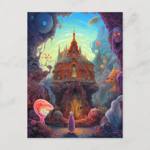 Weird Creepy House Surreal Art Postcard