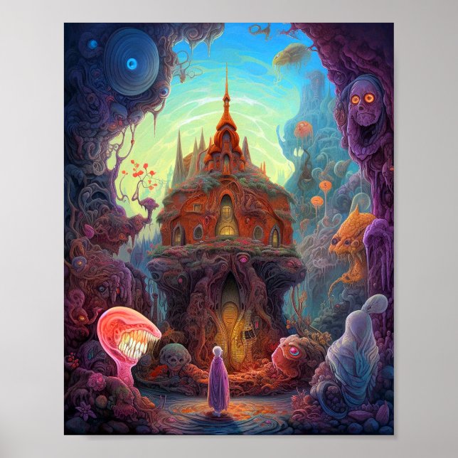 Weird Creepy House Surreal Art Poster (Front)