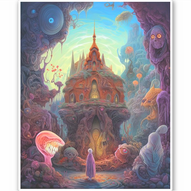 Weird Creepy House Surreal Art Sticker (Front)