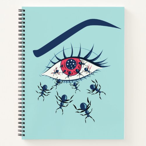 Weird Creepy Red Eye Art With Crawling Ants Notebook