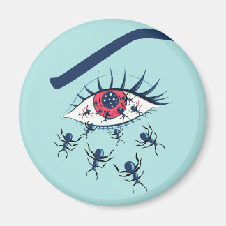 Weird Creepy Red Eye With Crawling Ants Magnet