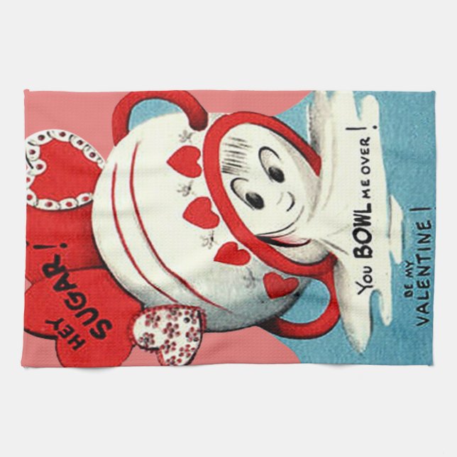 Weird Cute Funny Sugar Bowl Heart Valentine Towel (Horizontal)