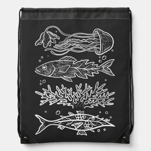 Weird Deep Sea Fish Drawstring Bag
