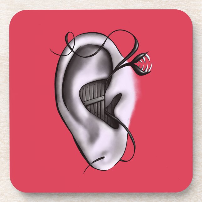 Weird Ear Monster Digital Art Beverage Coaster (Front)