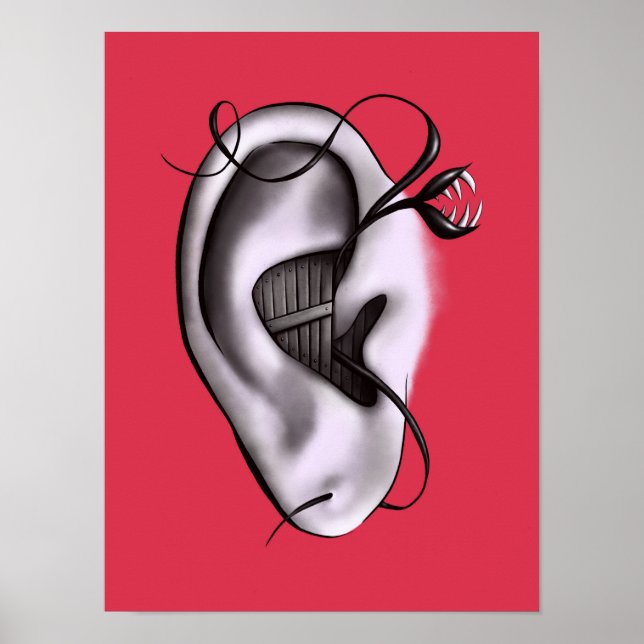 Weird Ear Monster Digital Art Poster (Front)