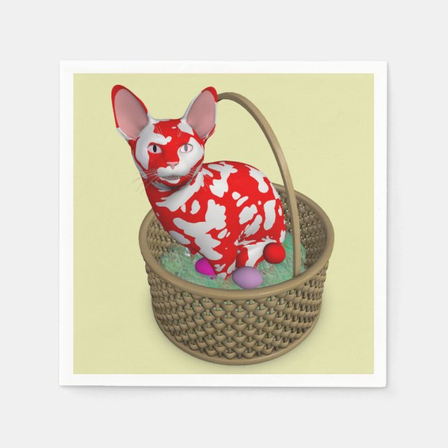 Weird Easter Bunny Cat Paper Napkins (Front)