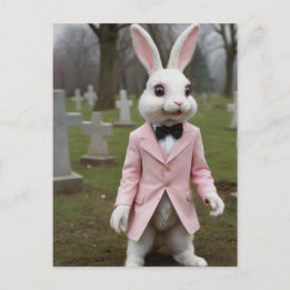 Weird Easter Bunny in Cemetery Postcard