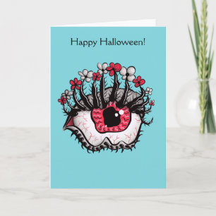 Weird Eye Melt Creepy Psycho Happy Halloween Card