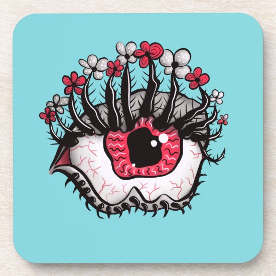 Weird Eye Melt Creepy Psycho Psychedelic Art Beverage Coaster