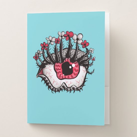 Weird Eye Melt Creepy Psycho Psychedelic Art Pocket Folder