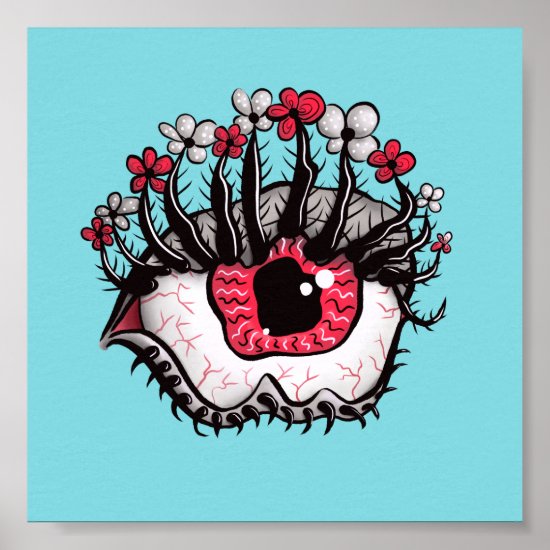 Weird Eye Melt Creepy Psycho Psychedelic Art Poster