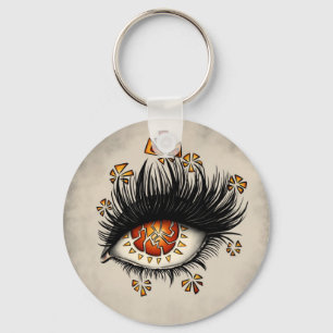 Weird Eye Of Lava Digital Art Keychain