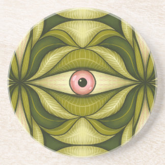 Weird Eye Plant Botanical Pattern Green Witch Coaster