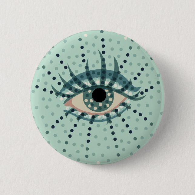 Weird Eye With Dots Abstract Psychedelic Art Pinback Button (Front)