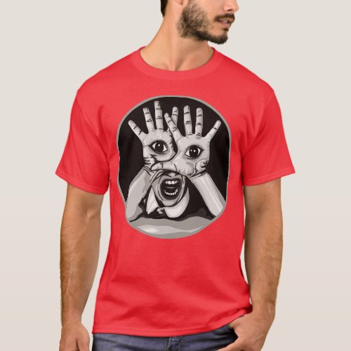 Weird Eyeball Hands Scream T_Shirt