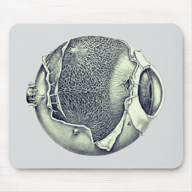Weird Eyeball Modern Vintage Drawing | Gray Mouse Pad (Front)