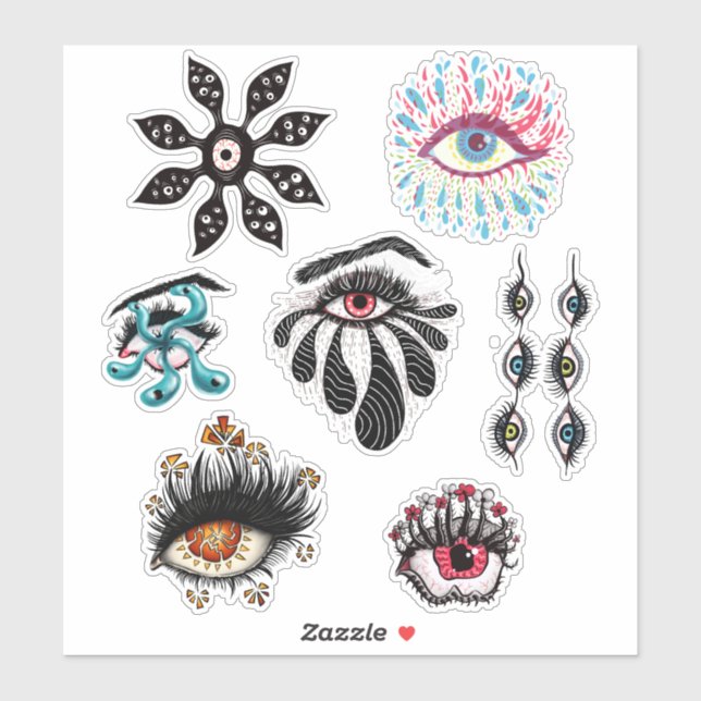 Weird eyes creepy trippy goth psychedelic macabre sticker (Sheet)
