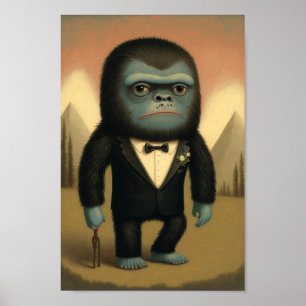 Weird Fantasy Bigfoot Sasquatch Guy Poster