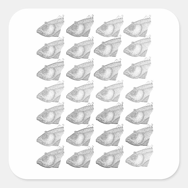 Weird Fish Head Pattern Square Sticker (Front)