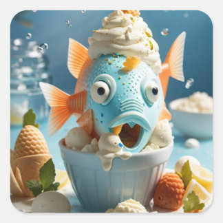 Weird Fish Party Desert Square Sticker