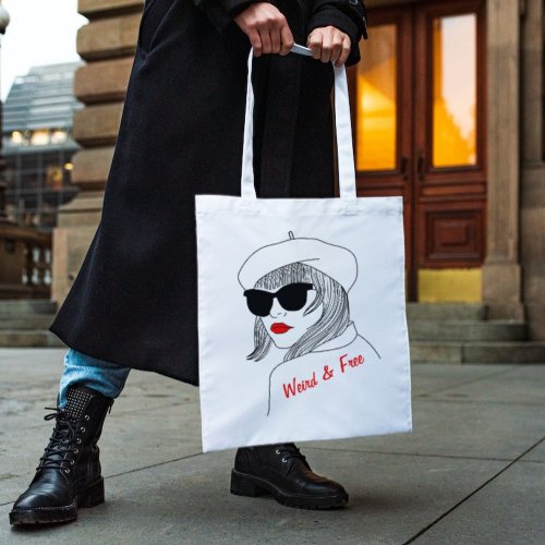 Weird  Free Quote l Elegant Stylish Linear Women  Tote Bag