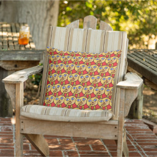 Weird Funny Cartoony Cat Face Outdoor Pillow