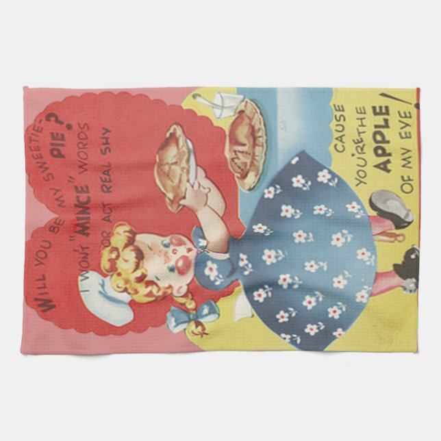 Weird Funny Mince Apple Pie Waitress Valentine Kitchen Towel (Horizontal)