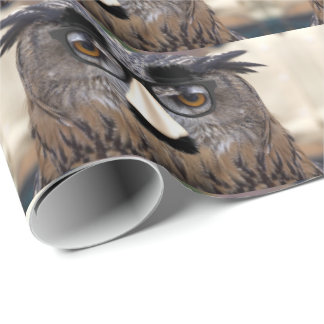 Weird Funny Owl Face With Mask Wrapping Paper