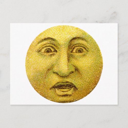 Weird Funny Vintage Moon Man Postcard
