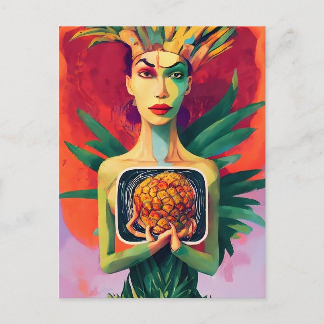 Weird generativecontent Pineapple Goddess Postcard (Front)