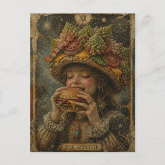 Weird Girl with a Cheeseburger Hat The Appetite Postcard