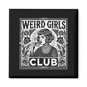 Weird Girls Club Vintage Linocut Retro Introvert A Magnet