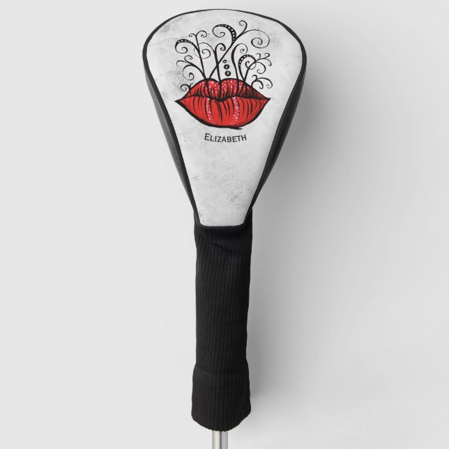 Weird Gothic Lips Tattoo Oddity Name Golf Head Cover (Front)