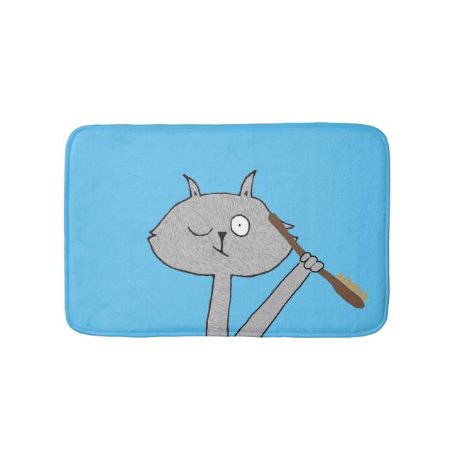 Weird Gray Cat  Bath Mat (Front)