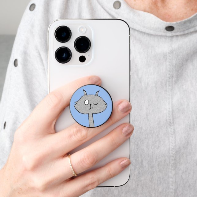 Weird Gray Cat PopSocket (Hand)