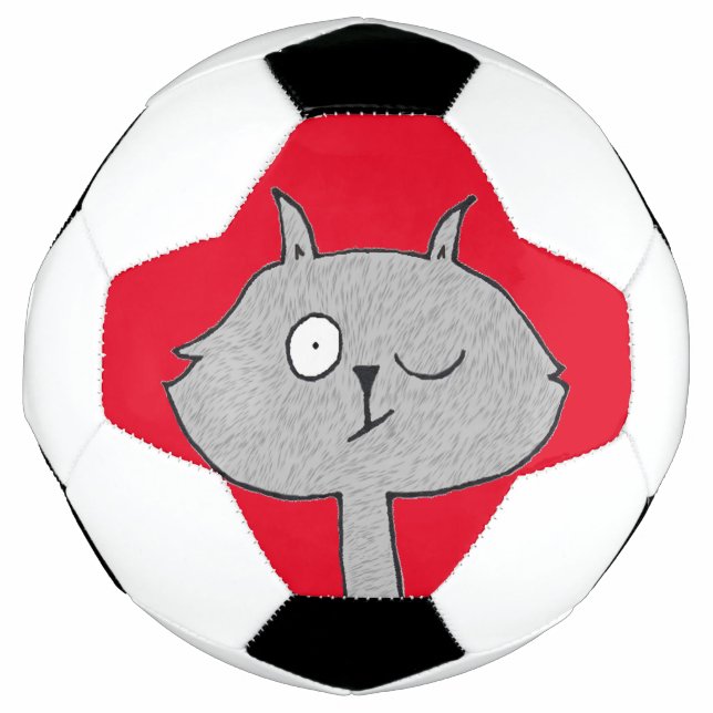 Weird Gray Cat  Soccer Ball (Front)